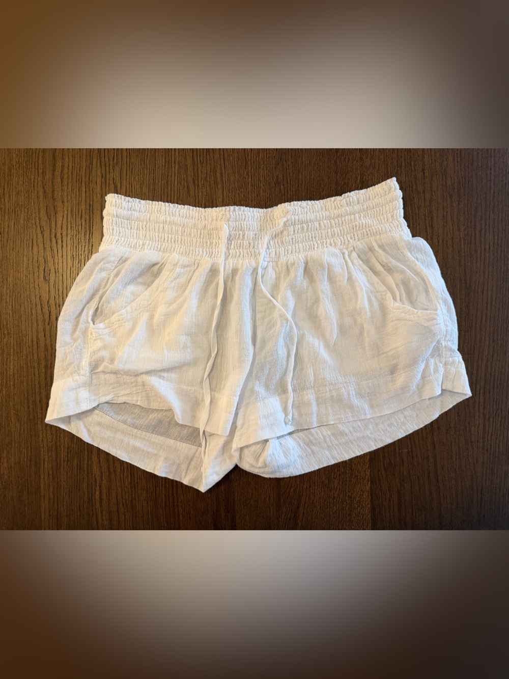 Old Navy White Women's Smocked-Waist Swim Coverup Shorts